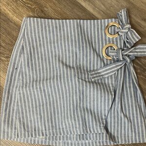 Striped Blue Wrap Skirt with Gold Accents